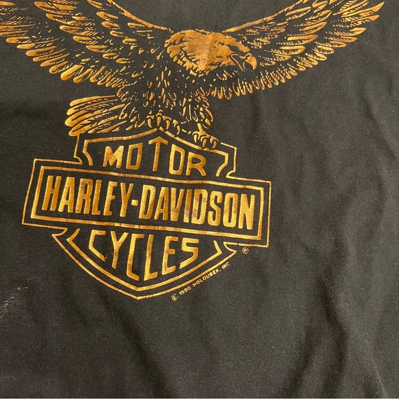 Vintage Harley Davidson Black Gold Metallic 90s Single Stitch T-shirt Size XL - Picture 7 of 8